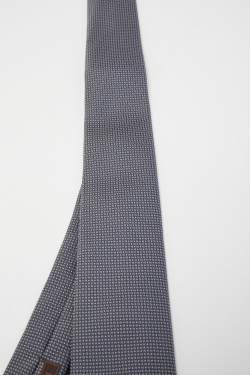 Pre Owned Hermès Charcoal Grey Mega Chariot Silk Jacquard Slim Tie