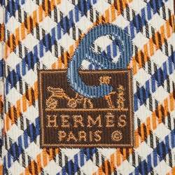 Pre Owned Hermès Multicolor English Boy Silk Jacquard Slim Tie