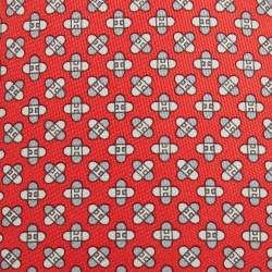 Hermes Red Drone Print Silk Skinny Tie