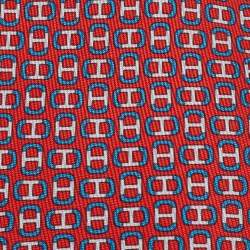 Pre Owned Hermès Red H Maillon Print Silk Tie
