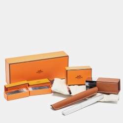 Hermes Silver Tone Nautilus Fountain Pen Set