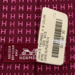 Pre Owned Hermès Dark Pink H Patterned Silk Tie