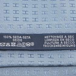 Pre Owned Hermes Blue H Patterned Silk Tie
