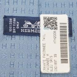 Pre Owned Hermes Blue H Patterned Silk Tie