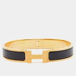 Hermes Clic HH Enamel Gold Plated Bracelet