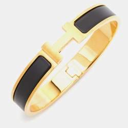 Hermes Clic HH Enamel Gold Plated Bracelet