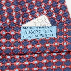 مملوكة مسبقًا Hermes Navy Blue Print Silk Clou De Forge Tie