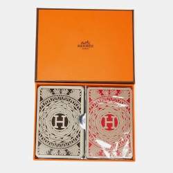 Pre Owned Hermès Set of 2 Les 4 Mondes Bridge Playing Cards