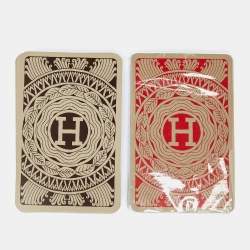 Pre Owned Hermès Set of 2 Les 4 Mondes Bridge Playing Cards