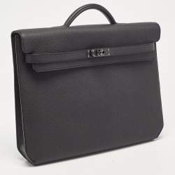 Hermes Noir Togo Leather Kelly Depeches Monochrome 36 Briefcase