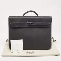 Hermes Noir Togo Leather Kelly Depeches Monochrome 36 Briefcase