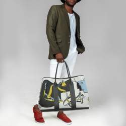 Hermes Ecorce/Bleu Paradis/Noir H Plume Canvas and Negonda Leather Garden Party Voyage 49 Bag