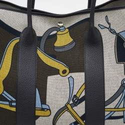 Hermes Ecorce/Bleu Paradis/Noir H Plume Canvas and Negonda Leather Garden Party Voyage 49 Bag