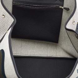 Hermes Ecorce/Bleu Paradis/Noir H Plume Canvas and Negonda Leather Garden Party Voyage 49 Bag