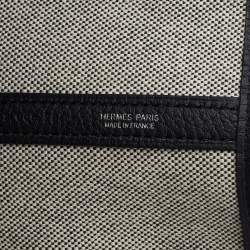 Hermes Ecorce/Bleu Paradis/Noir H Plume Canvas and Negonda Leather Garden Party Voyage 49 Bag