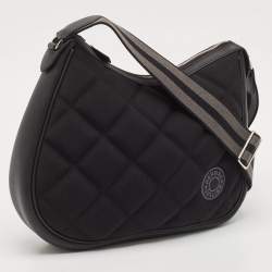 Hermès Noir/Graphite Woolycot Canvas and Swift Leather Horseback Bag