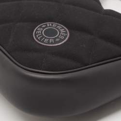Hermès Noir/Graphite Woolycot Canvas and Swift Leather Horseback Bag