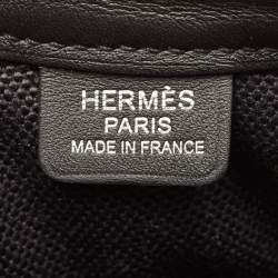 Hermès Noir/Graphite Woolycot Canvas and Swift Leather Horseback Bag