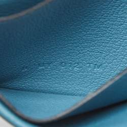 Pre Owned Hermès Bleu Jean Evercolor Leather H Sellier Card Holder
