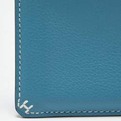Pre Owned Hermès Bleu Jean Evercolor Leather H Sellier Card Holder