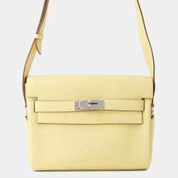 Pre Owned Hermes Kelly Messenger Jaune Poussin Togo Leather Size Pm