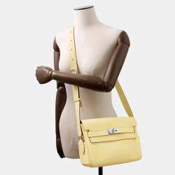 Pre Owned Hermes Kelly Messenger Jaune Poussin Togo Leather Size Pm