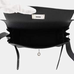 Pre Owned حقيبة مسنجر كيلي هيرميس توغو جلد أسود مقاس بي إم