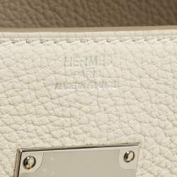 Pre Owned Hermes Kelly PM Palladium Finish Craie Togo Leather Messenger Bag
