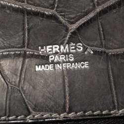 Hermes Graphite Matte Crocodile Porosus  Brushed Paladium Sac A Depeches 37 Briefcase