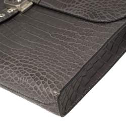 Hermes Graphite Matte Crocodile Porosus  Brushed Paladium Sac A Depeches 37 Briefcase
