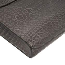Hermes Graphite Matte Crocodile Porosus  Brushed Paladium Sac A Depeches 37 Briefcase