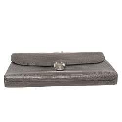 Hermes Graphite Matte Crocodile Porosus  Brushed Paladium Sac A Depeches 37 Briefcase