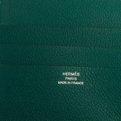 Hermes Gold/Vert Vertigo Evercolor Leather Poker Compact Wallet