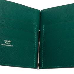 Hermes Gold/Vert Vertigo Evercolor Leather Poker Compact Wallet