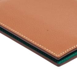 Hermes Gold/Vert Vertigo Evercolor Leather Poker Compact Wallet