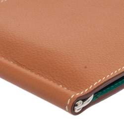 Hermes Gold/Vert Vertigo Evercolor Leather Poker Compact Wallet