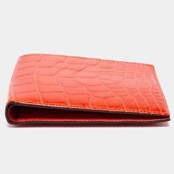 Hermes Geranium Shiny Alligator Mc2 Copernic Bifold Wallet