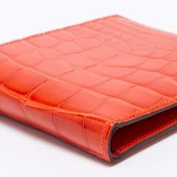 Hermes Geranium Shiny Alligator Mc2 Copernic Bifold Wallet