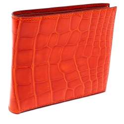 Hermes Geranium Shiny Alligator Mc2 Copernic Bifold Wallet