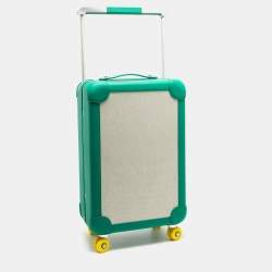 Hermes Vert Vertigo/Ecru Taurillon Regate and Toile H Canvas R.M.S. Trolley Luggage