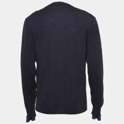 Hermes Navy Blue Cotton Knit Superpose Pullover L