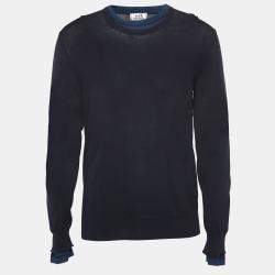 Hermes Navy Blue Cotton Knit Superpose Pullover L