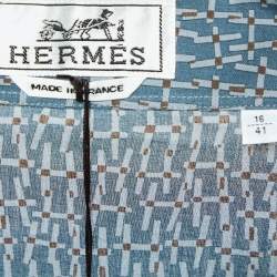 Hermes Blue Printed Cotton Long Sleeve Shirt L