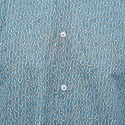 Hermes Blue Printed Cotton Long Sleeve Shirt L