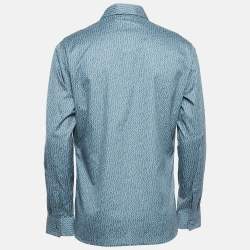 Hermes Blue Printed Cotton Long Sleeve Shirt L