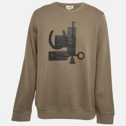 Hermes Grey Leather Applique Cotton Sweatshirt XXL