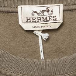Hermes Grey Leather Applique Cotton Sweatshirt XXL