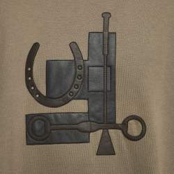 Hermes Grey Leather Applique Cotton Sweatshirt XXL