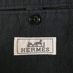 Hermès Black Cotton Jacquard Single Breasted Blazer XL