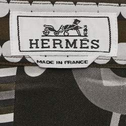 Hermes Green Printed Silk Button Front Long Sleeve Shirt M